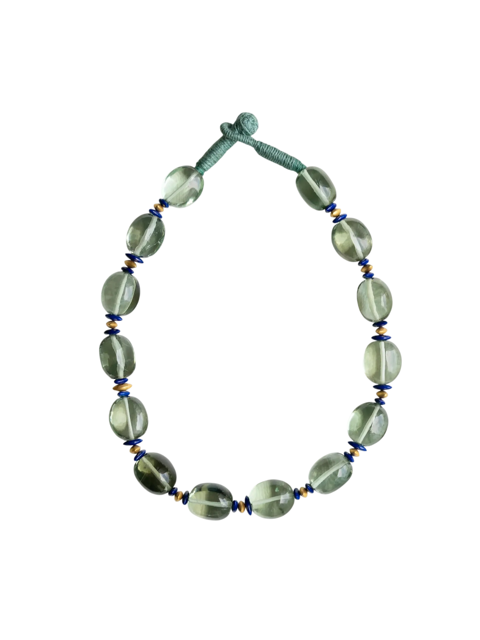 Snakefruit Choker in Green Amethyst, Lapis, and 22kt Gold